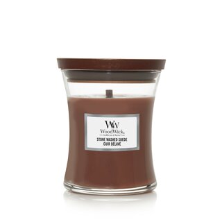 WoodWick Stone Washed Suede mittleres Glas