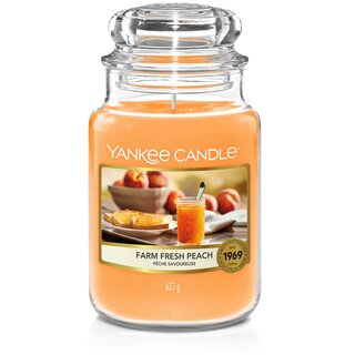 Yankee Candle Farm Fresh Peach große Duftkerze im Glas (623g)